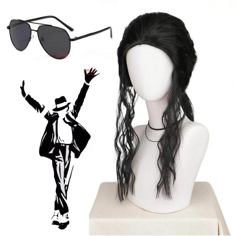Anime Cosplay Long Black Hair - 마이클 잭슨 코스프레 가발 또는 안경
