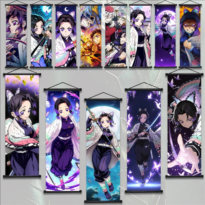 시노부 코쵸 데몬 슬레이어 아트 패브릭 걸이형 스크롤, - Anime Cosplay Props 리뷰 및 가격