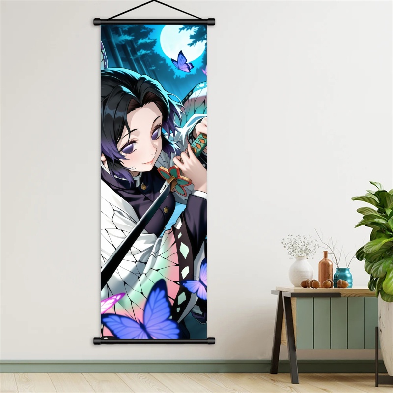 시노부 코쵸 데몬 슬레이어 아트 패브릭 걸이형 스크롤, - Anime Cosplay Props 리뷰 및 가격