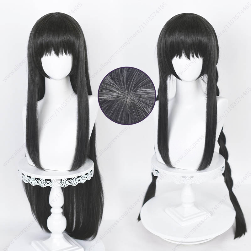 아케미 호무라 90cm 길이 스트레이트 블랙 그레이 코 - Anime Cosplay Long Black Hair 리뷰 및 가격