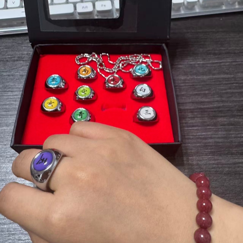 10 개/대 애니메이션 아카츠키 이타치 금속 R-ing - Anime Cosplay Naruto 리뷰 및 가격