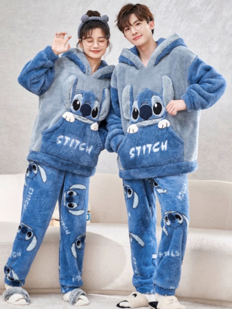 애니메이션 스티치 겨울 파자마 만화 플란넬 두꺼운 잠옷 - Anime Cosplay Thick 리뷰 및 가격