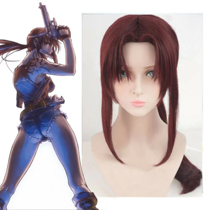 새로운 블랙 라군 레베카 레비 코스프레 가발 와인 다크 - Anime Cosplay Long Black Hair 리뷰 및 가격