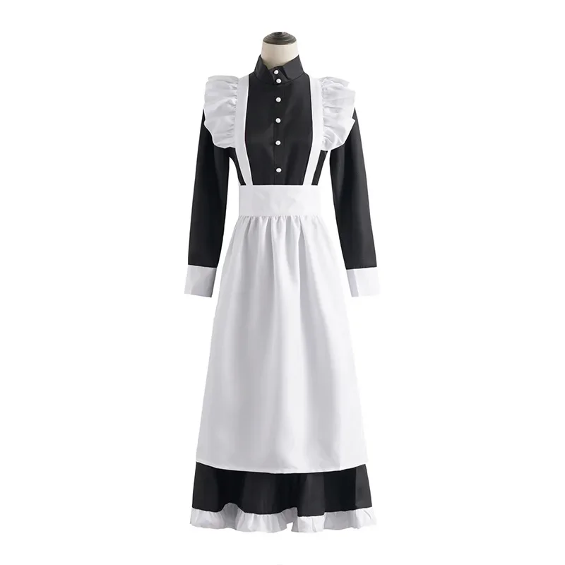클래식 블랙 화이트 메이드 영국 스타일 진주 실 긴 커 - Anime Cosplay Shop 리뷰 및 가격