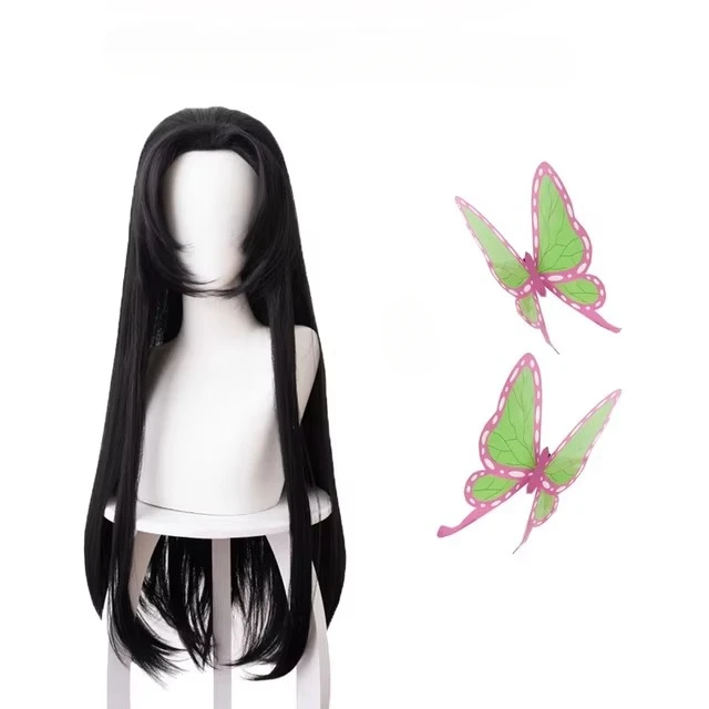 애니메이션 Kochou Kanae 가발 Kimetsu  - Anime Cosplay Long Black Hair 리뷰 및 가격