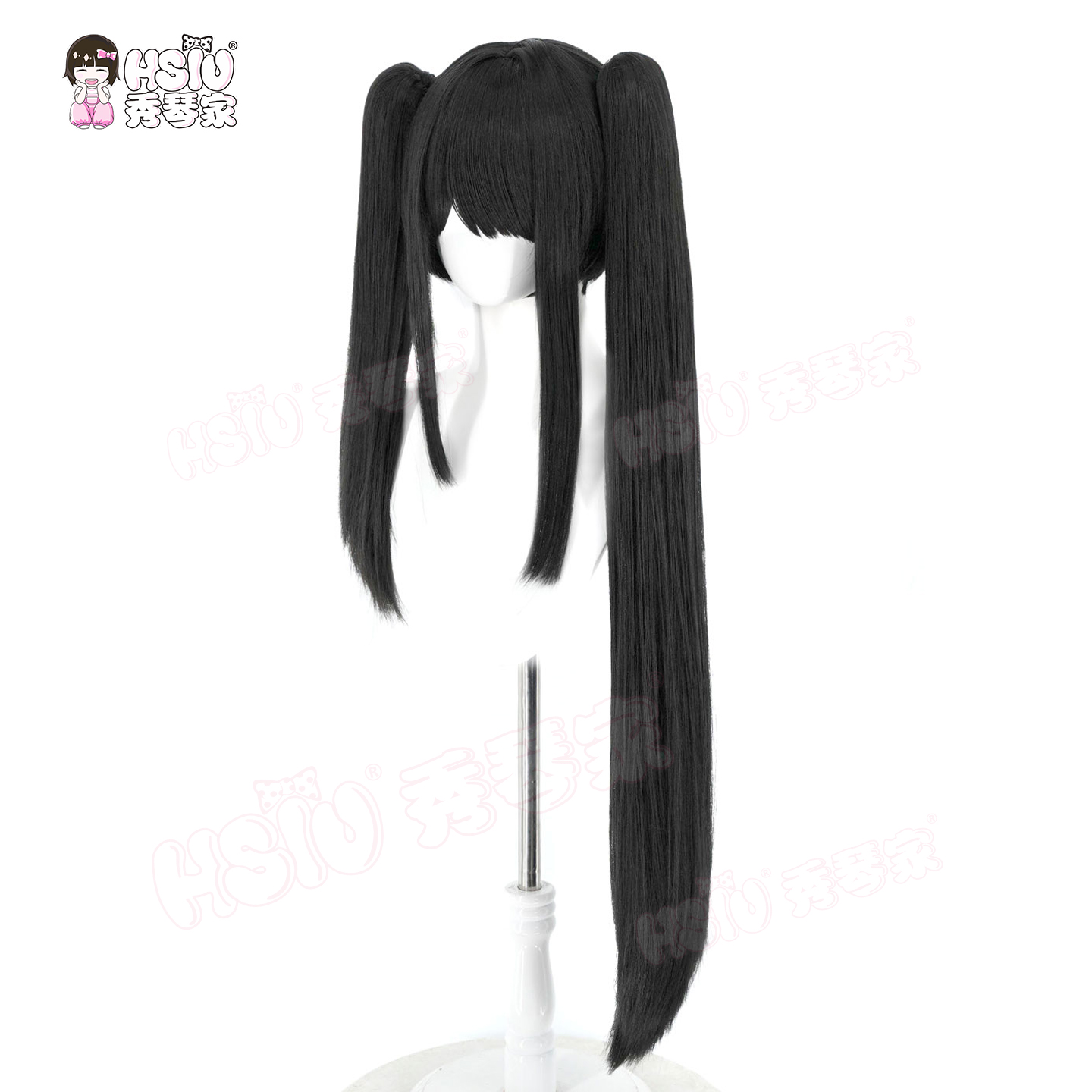 데이트 어 라이브 토키사키 쿠루미 코스프레 가발 HSI - Anime Cosplay Long Black Hair 리뷰 및 가격